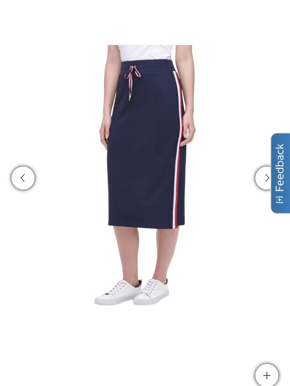 Tommy Hilfiger Blue Midi Pencil Skirt with Red & White Side Stripes Sz M